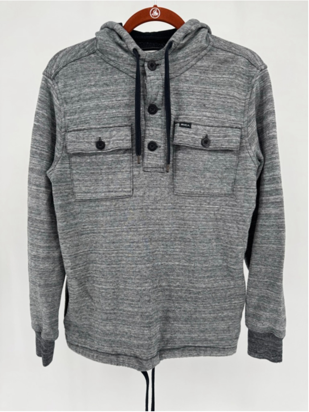 RVCA Men's Gray Black Hoodie Sweatshirt S
